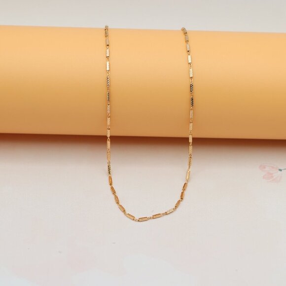 "Textured Rose Gold Chain Necklace, Elegant Shine, XPNL0182 - Picture 6 of 12